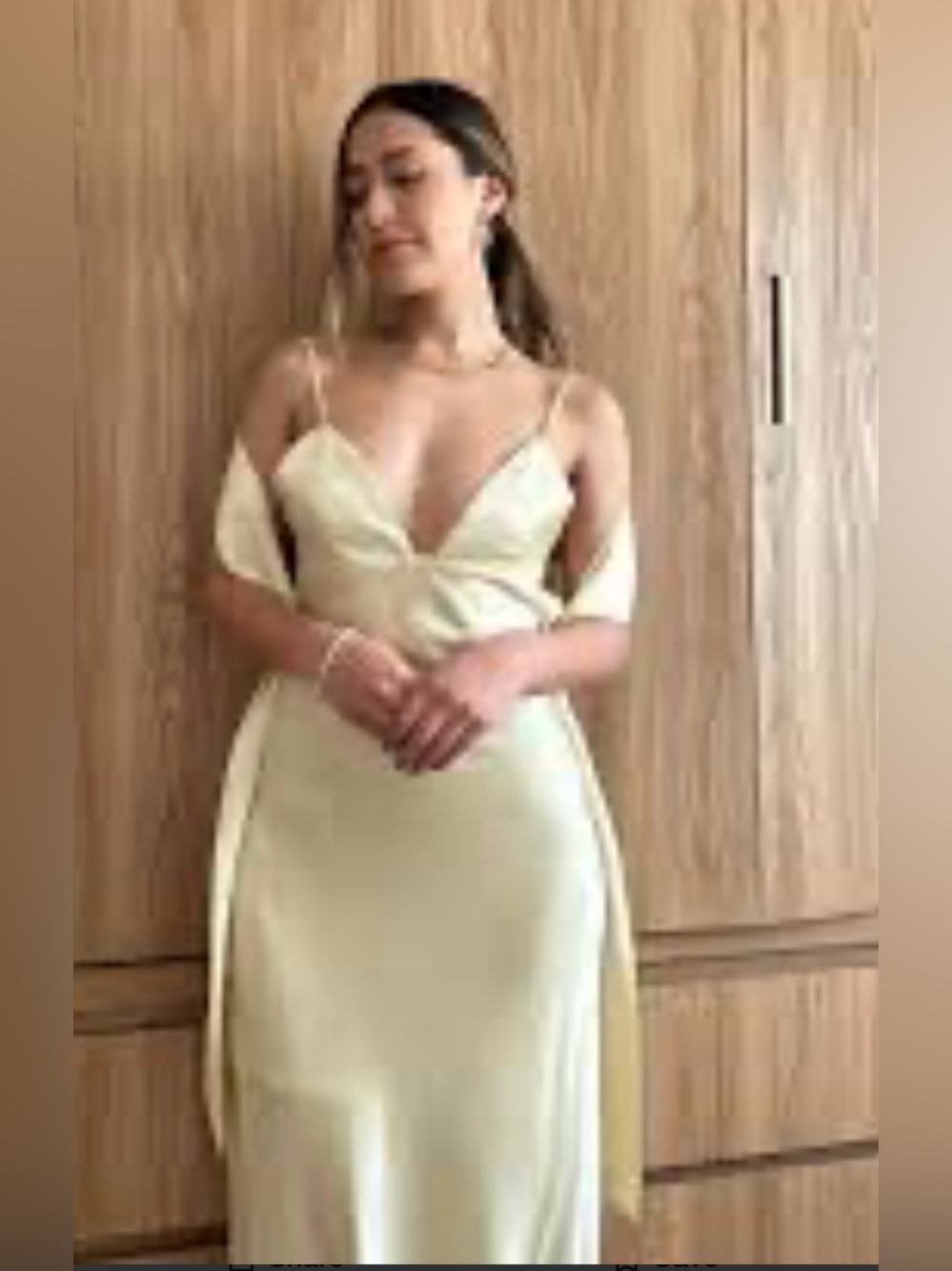 Satin Slip Dress with scarf around it in pale Yellow